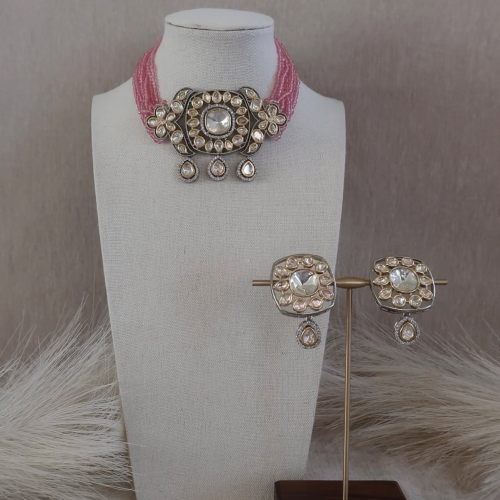 Kundan beaded Indian Pakistani jewelry set